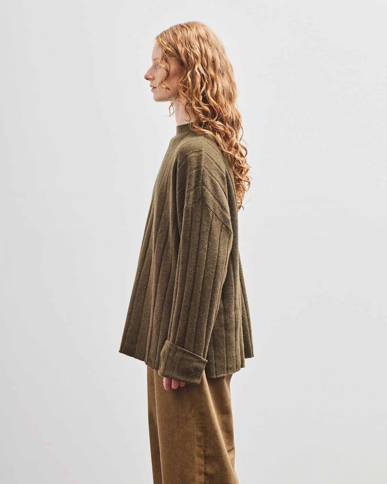 7115 by Szeki Merino Wide Ribbed Sweater, Olive