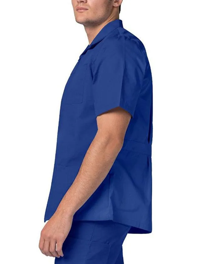 Adar 29 Inch Men Zippered Short Sleeve Colored Medical Scrub Jacket