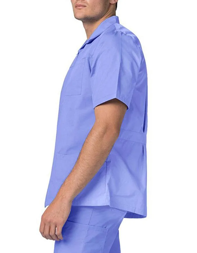 Adar 29 Inch Men Zippered Short Sleeve Colored Medical Scrub Jacket