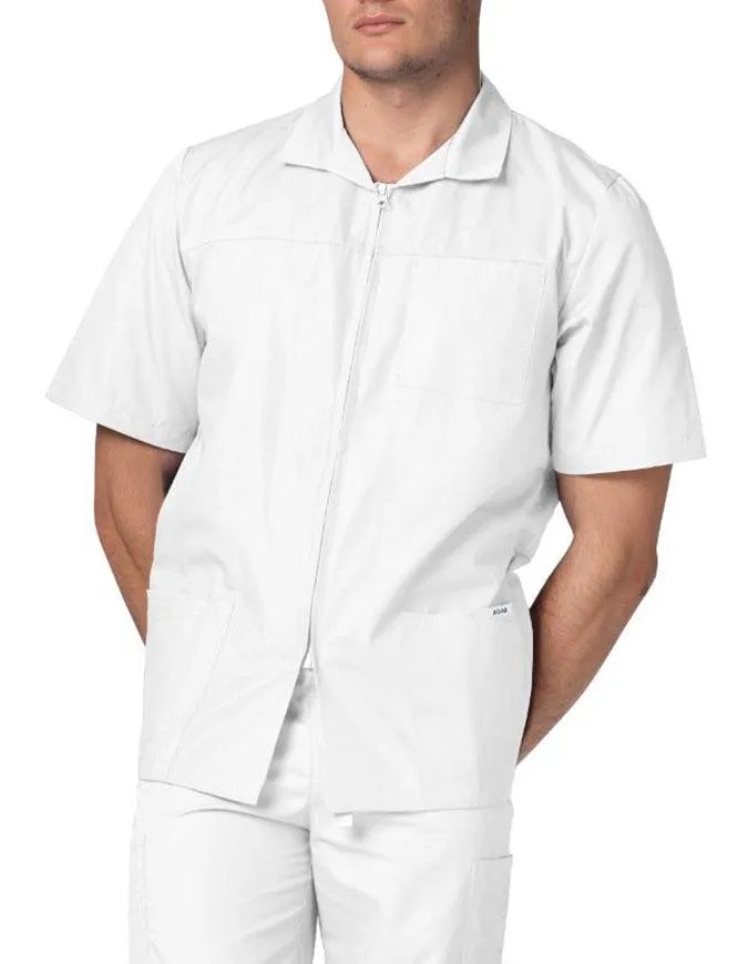 Adar 29 Inch Men Zippered Short Sleeve Colored Medical Scrub Jacket