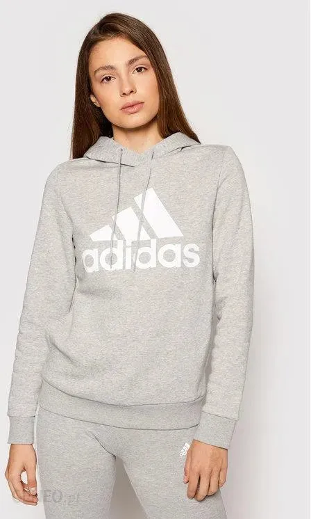 adidas ESS Logo Fleece Hoodies - Grey Heather/White