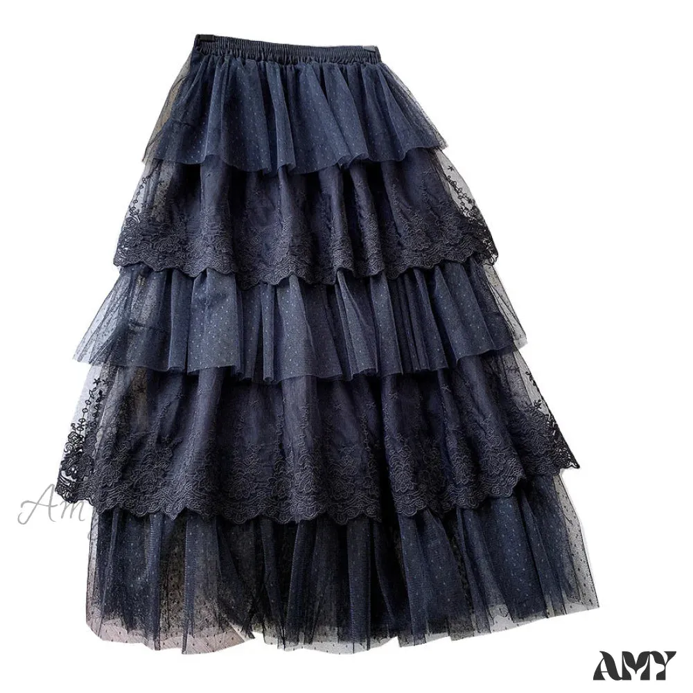 Amy Fashion - Long Elegant Fashion Lace Skirts