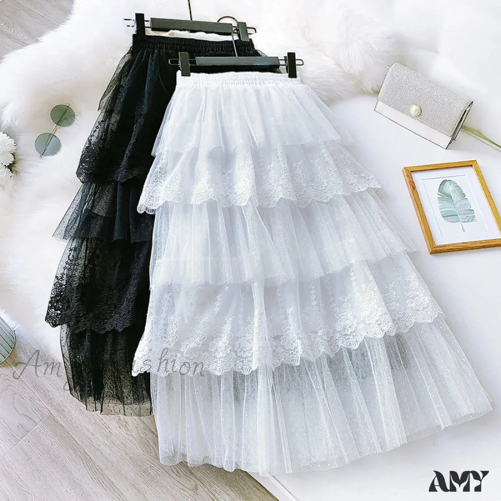 Amy Fashion - Long Elegant Fashion Lace Skirts