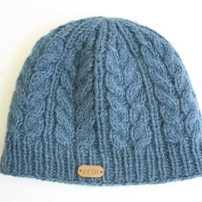 Aran Cable Blue Pullon Hat