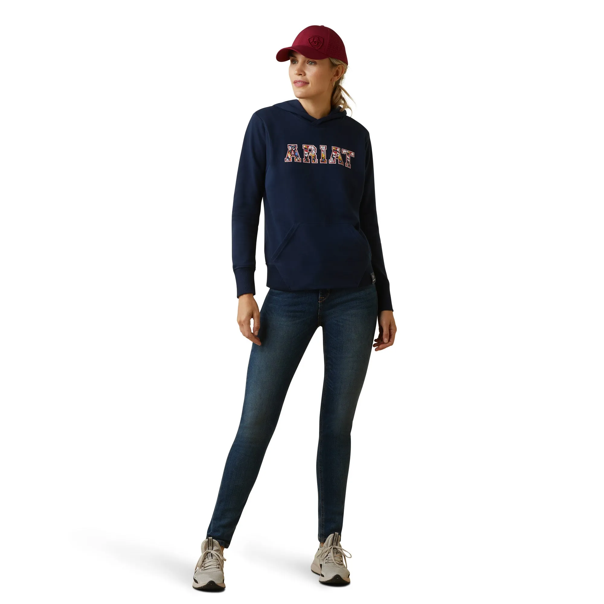 Ariat® Ladies 3D Logo 2.0 Navy & Red Hoodie 10043320