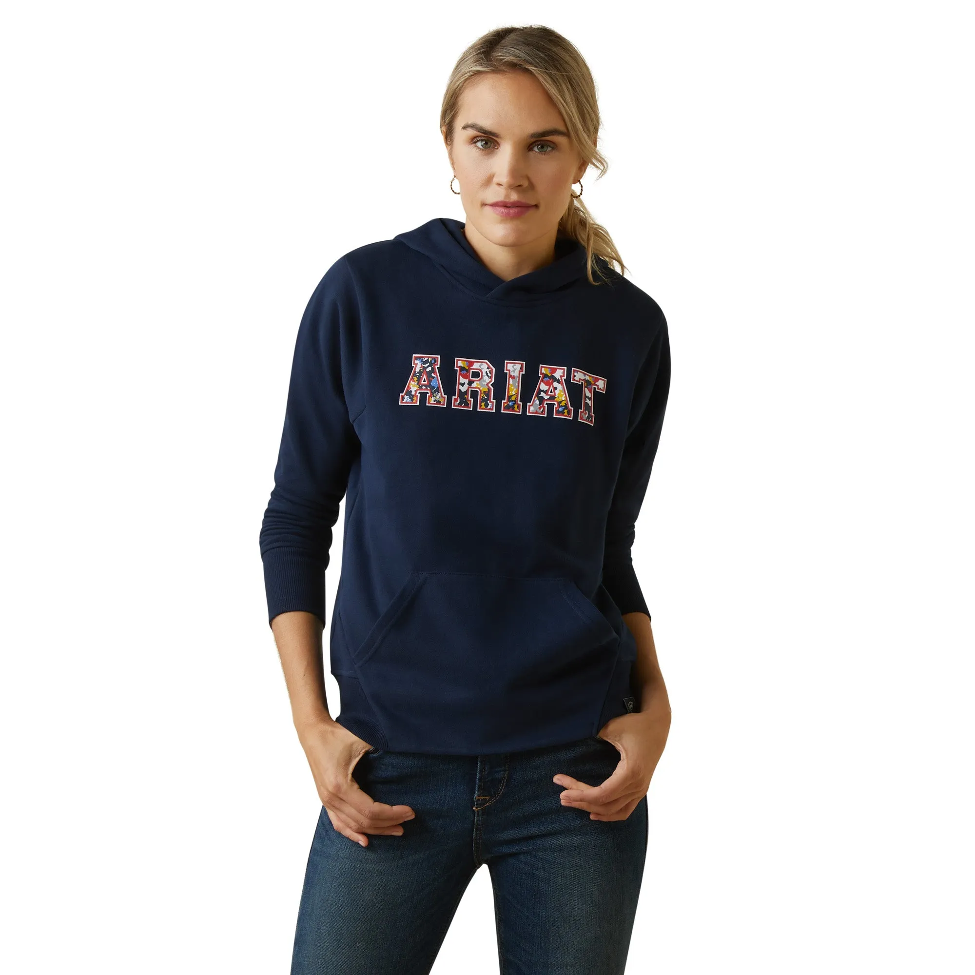 Ariat® Ladies 3D Logo 2.0 Navy & Red Hoodie 10043320