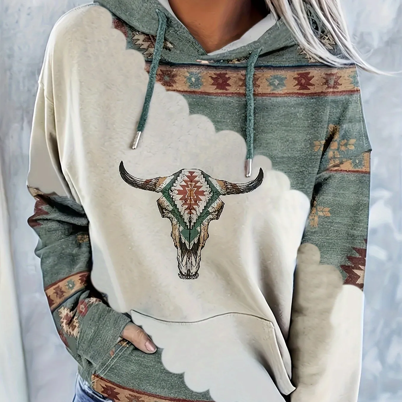 Aztec Chic Geometric Hoodie with Cozy Pockets