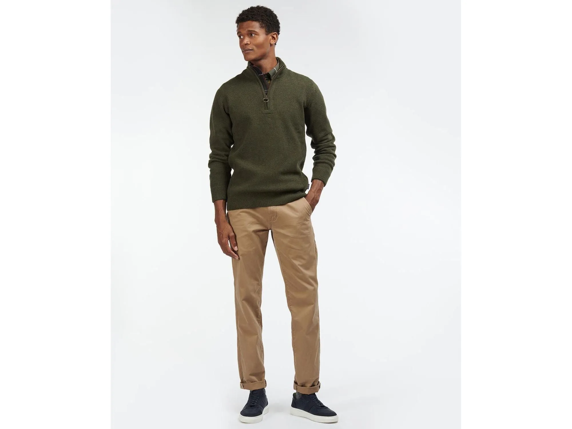 Barbour Holden Half Zip Sweater In Olive Marl