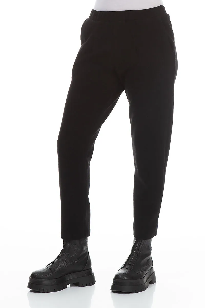 Black Cotton Jersey Track Pants