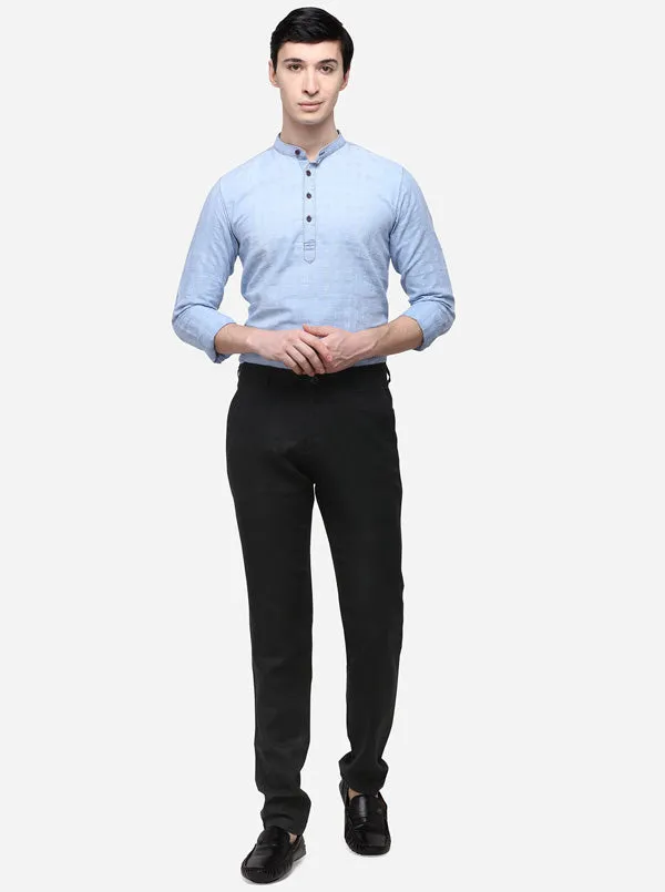 Black Slim Fit Solid Casual Trouser | JadeBlue