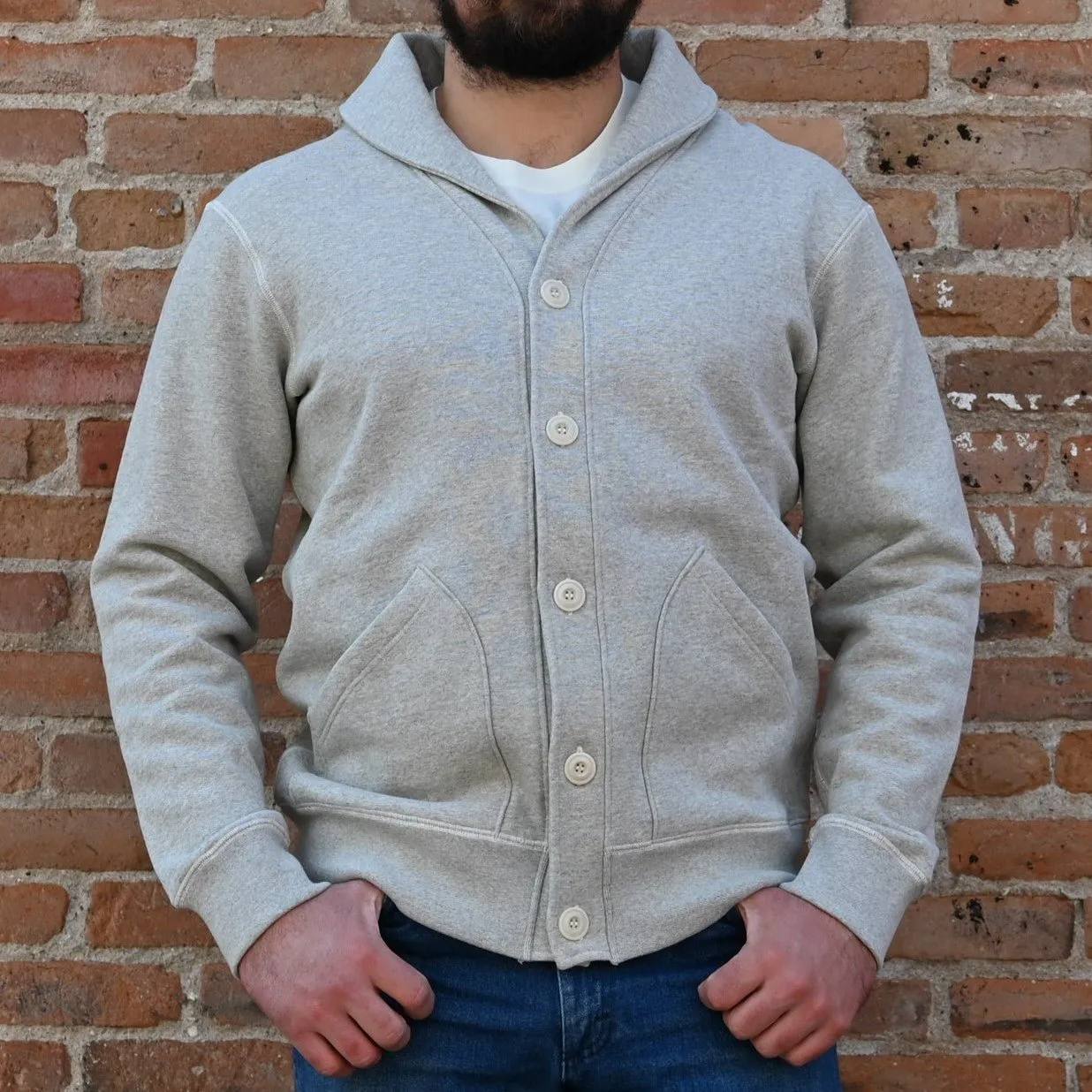 Blue Blanket Men's Gray Sweater in 100% Cotton with Buttons