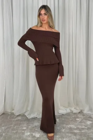 Caitlyn Knit Maxi Skirt In Chocolate