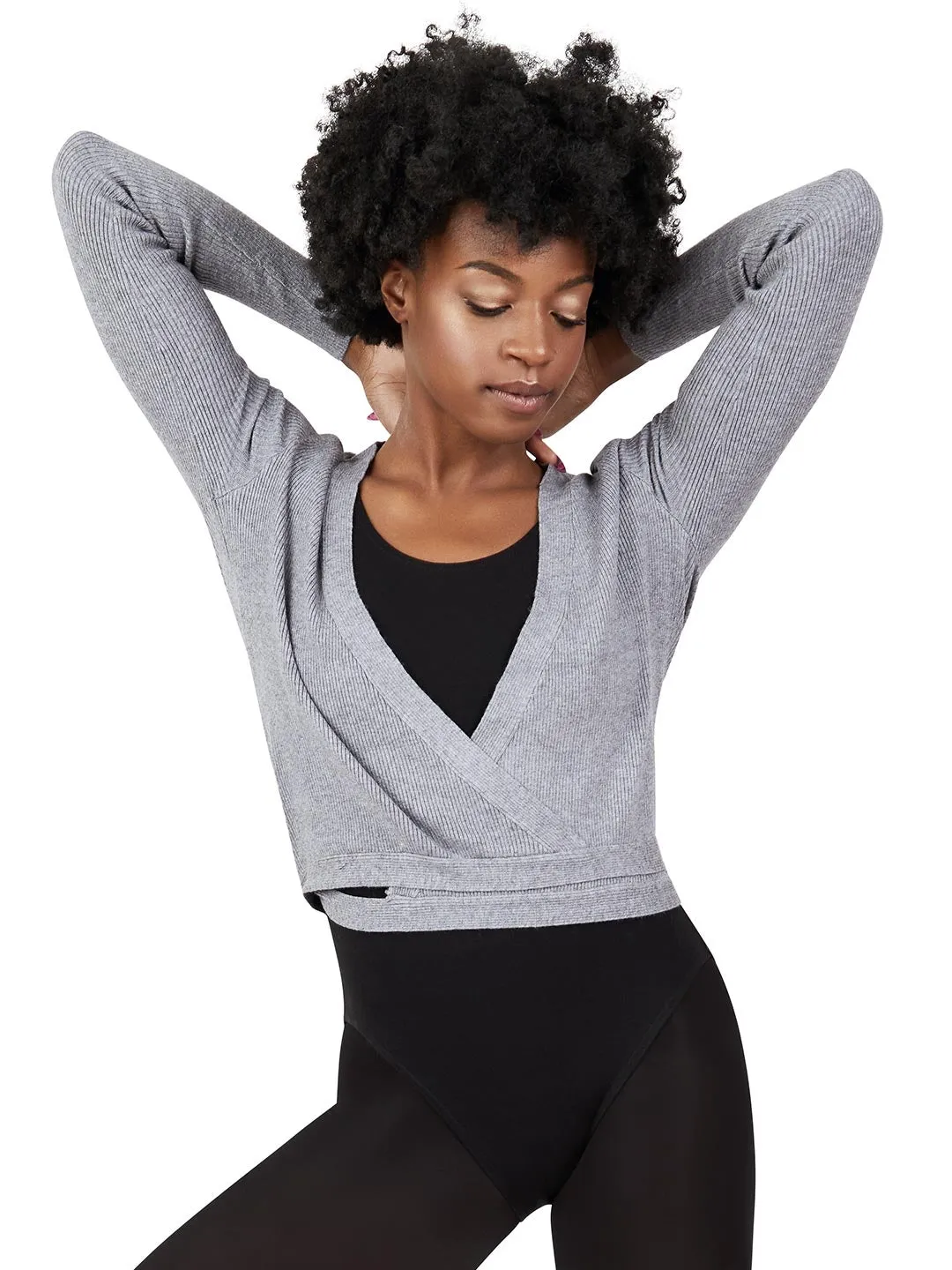 Capezio - Ribbed Knit Wrap Sweater - Adult (11381W) - Heather Gray