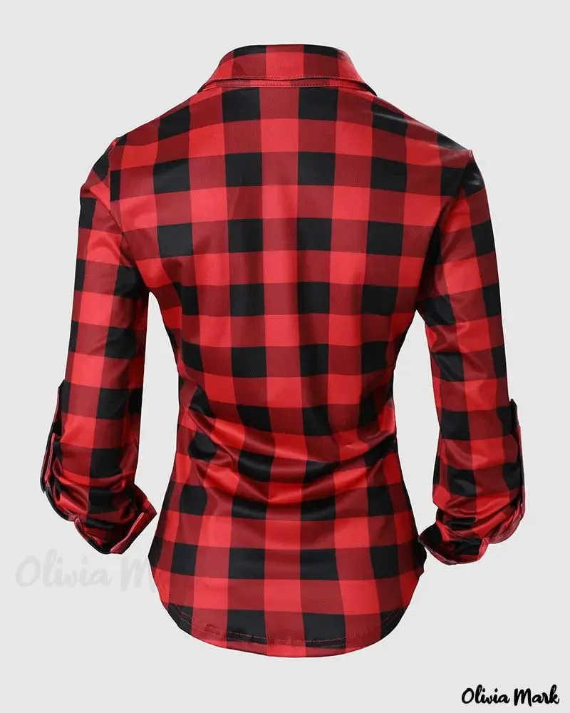 Deanwangkt - Plaid Print Long Sleeve Button-Up Shirt