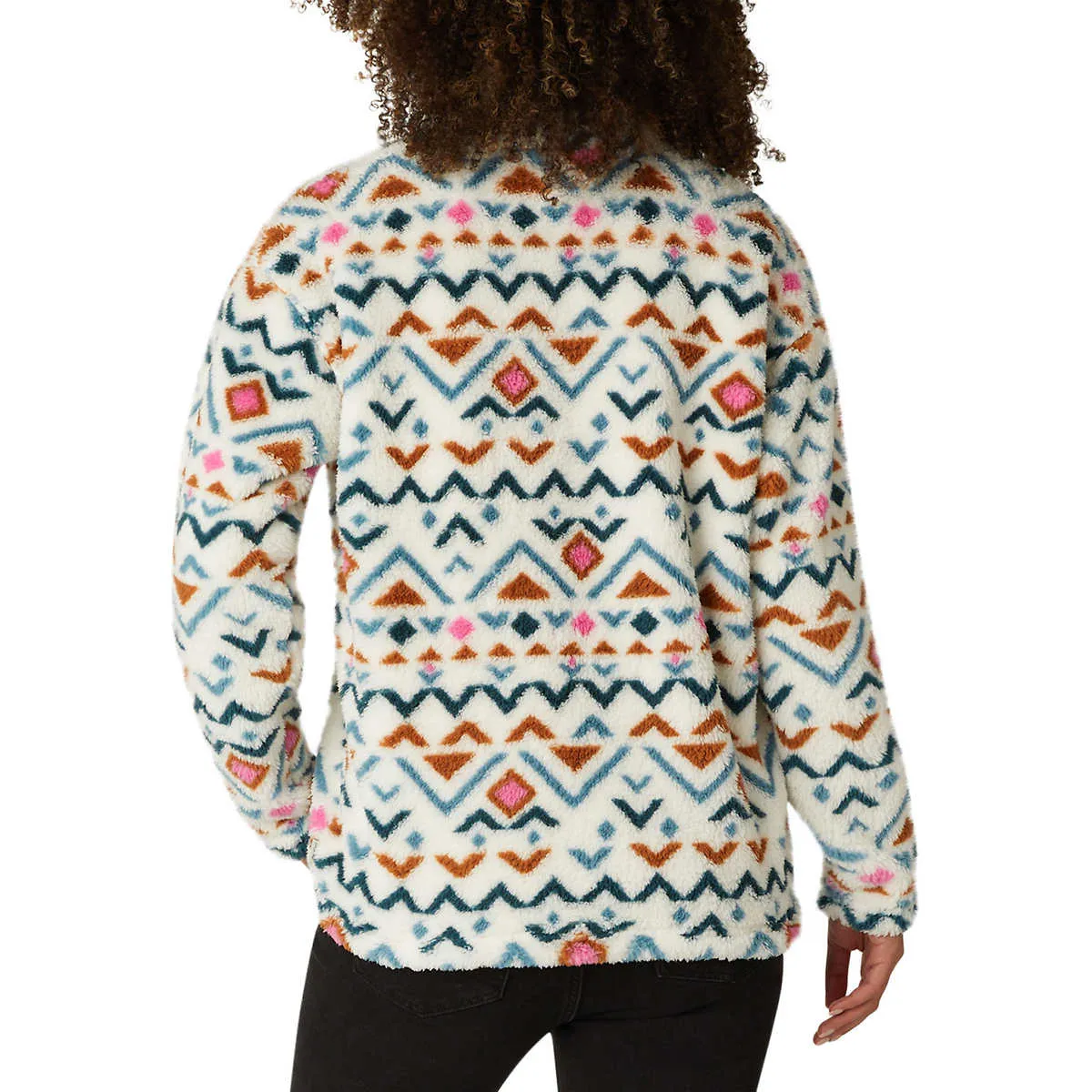 Eddie Bauer Women's Ultra Soft Plush Fleece Quarter Zip Sweatshirt Aztec Print Pullover Top