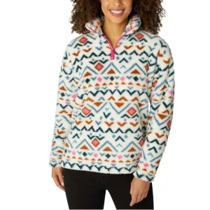 Eddie Bauer Women's Ultra Soft Plush Fleece Quarter Zip Sweatshirt Aztec Print Pullover Top