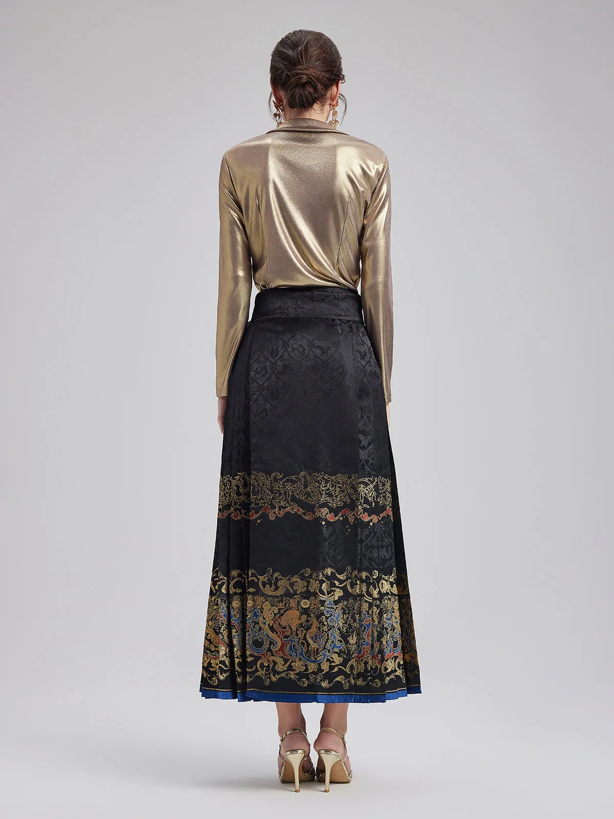 Elegant Chinese Style Pleated Skirt