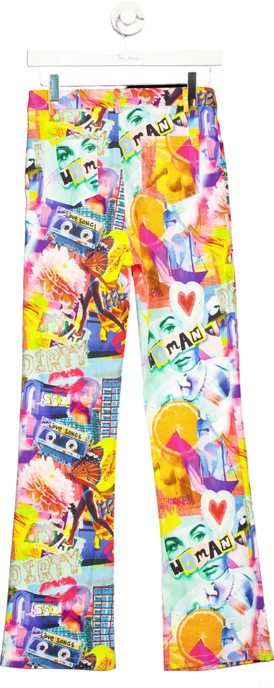 Elsie Fred Multicolour Graphic Print Trousers UK XS