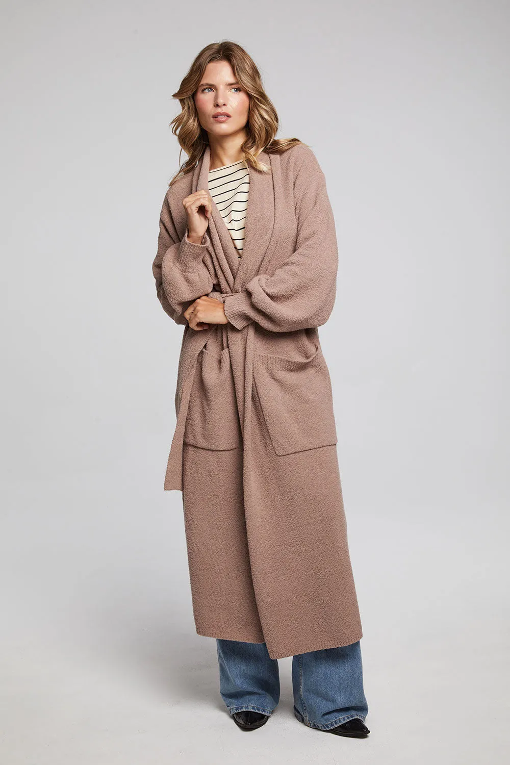 Evee Warm Taupe Maxi Cardigan