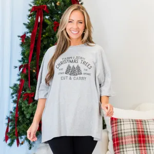 Farm Fresh Christmas Tree Boyfriend Tee, Heather Gray