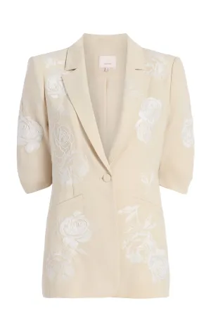 Floating Roses Embellished Short Sleeve Khloe Blazer