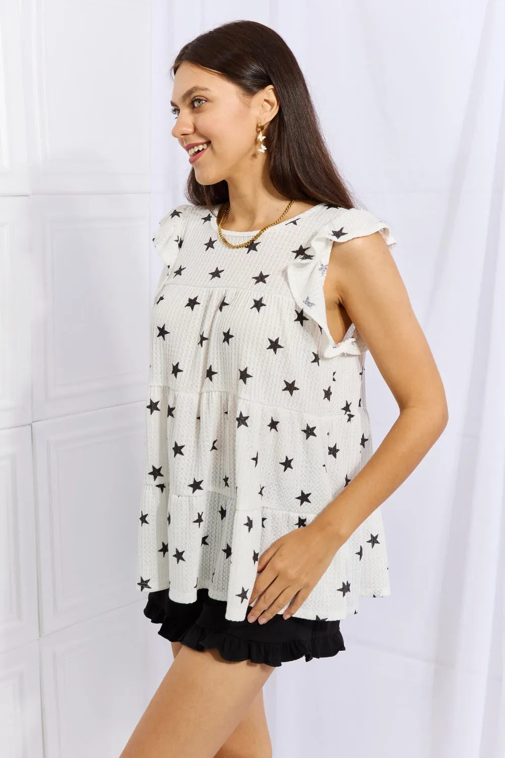 Heimish Shine Bright Butterfly Sleeve Star Print Top