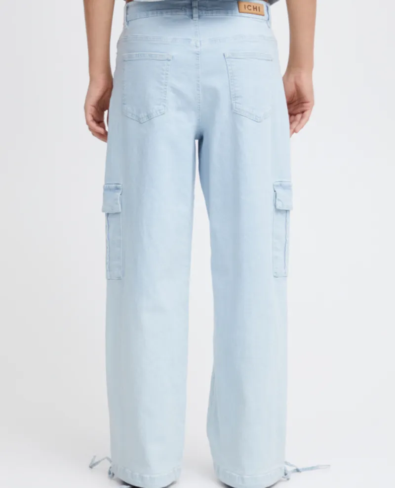 Ichi Carley Blue Cargo Denim Trousers