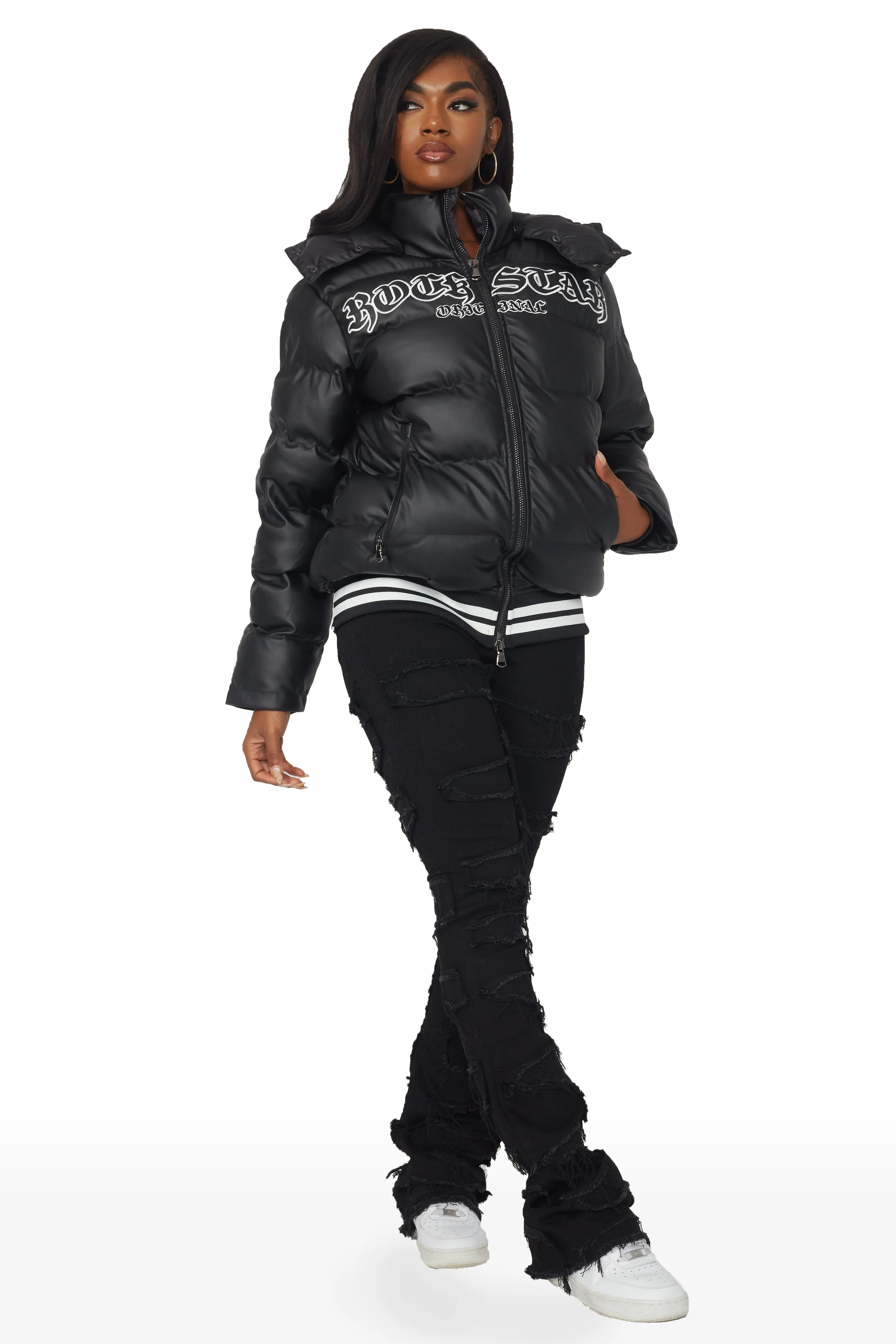 Kehlany Black Oversized Puffer Jacket