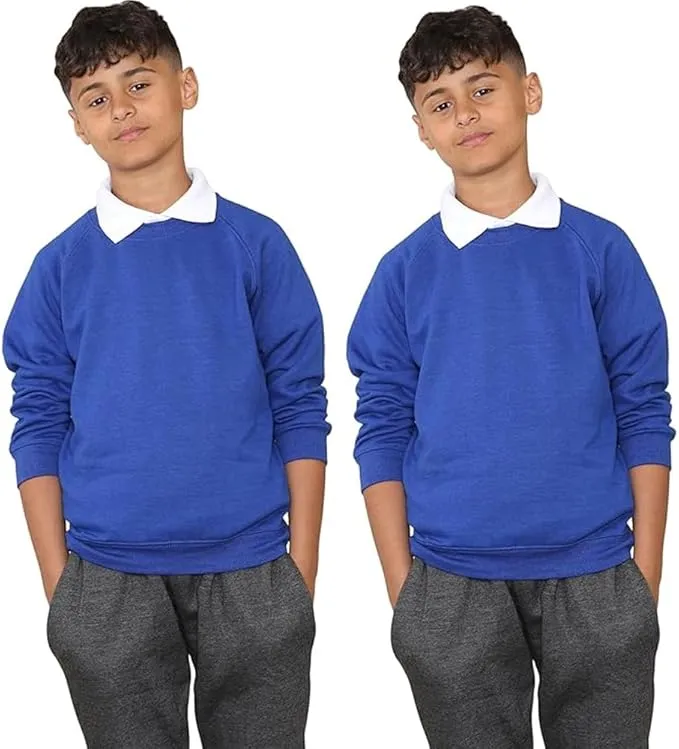 KHIM Terry Cotton Pack of 2 Sweatshirt Lightweight Unisex Knitted Sweater Jumber Full Sleeve Kids Boys Girls Children Top Crew Neck Outdoor Activewear