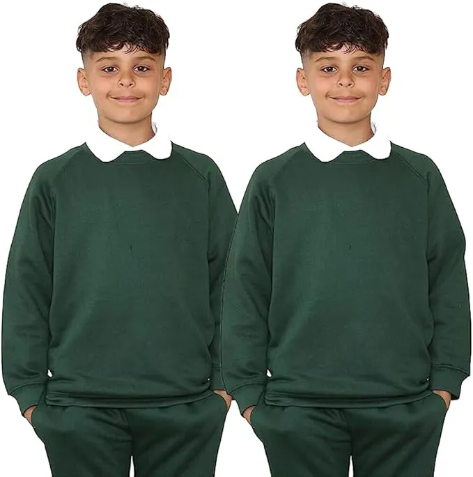 KHIM Terry Cotton Pack of 2 Sweatshirt Lightweight Unisex Knitted Sweater Jumber Full Sleeve Kids Boys Girls Children Top Crew Neck Outdoor Activewear