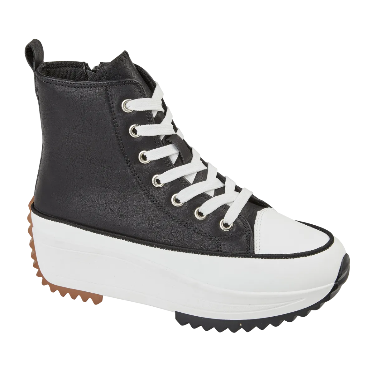 Ladies Classic Black Hi Tops Platform Chilli Urban Jacks Inside zip sale