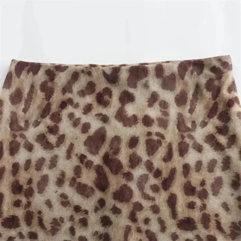 Leopard Print Midi Skirt