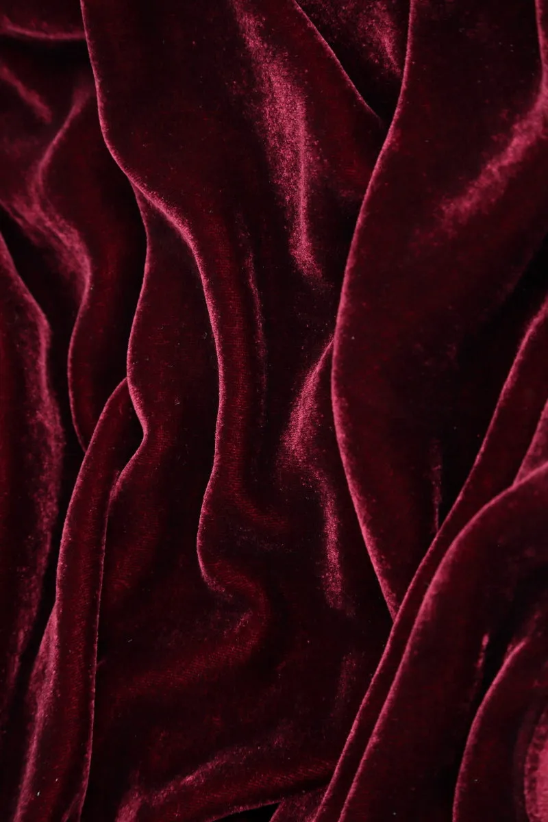 Loose Claret Silk Velvet Blouse