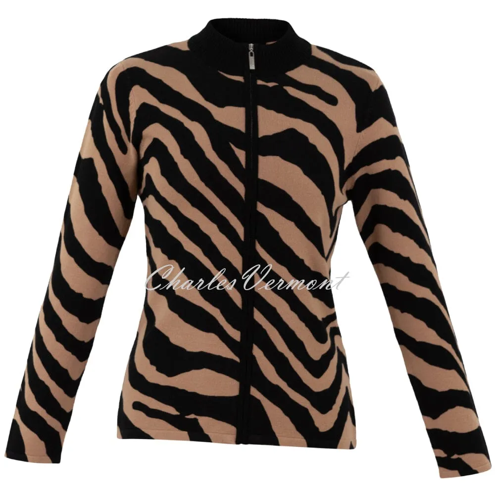 Marble Animal Print Cardigan - Style 7110-209 (Light Tobacco / Black)