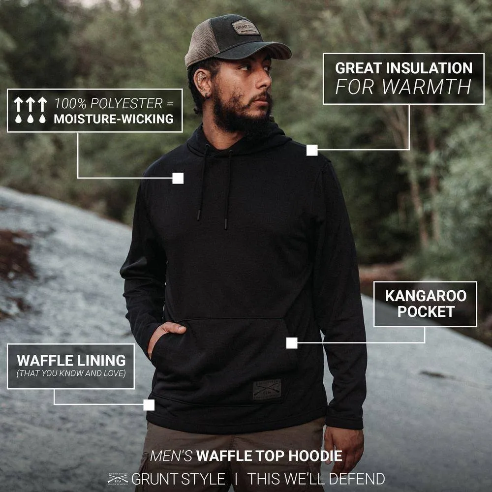 Men's Waffle Top Hoodie - Black