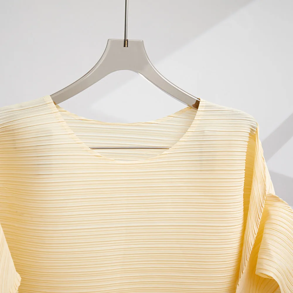 Miyake Pleated Folded Flare Sleeves Top