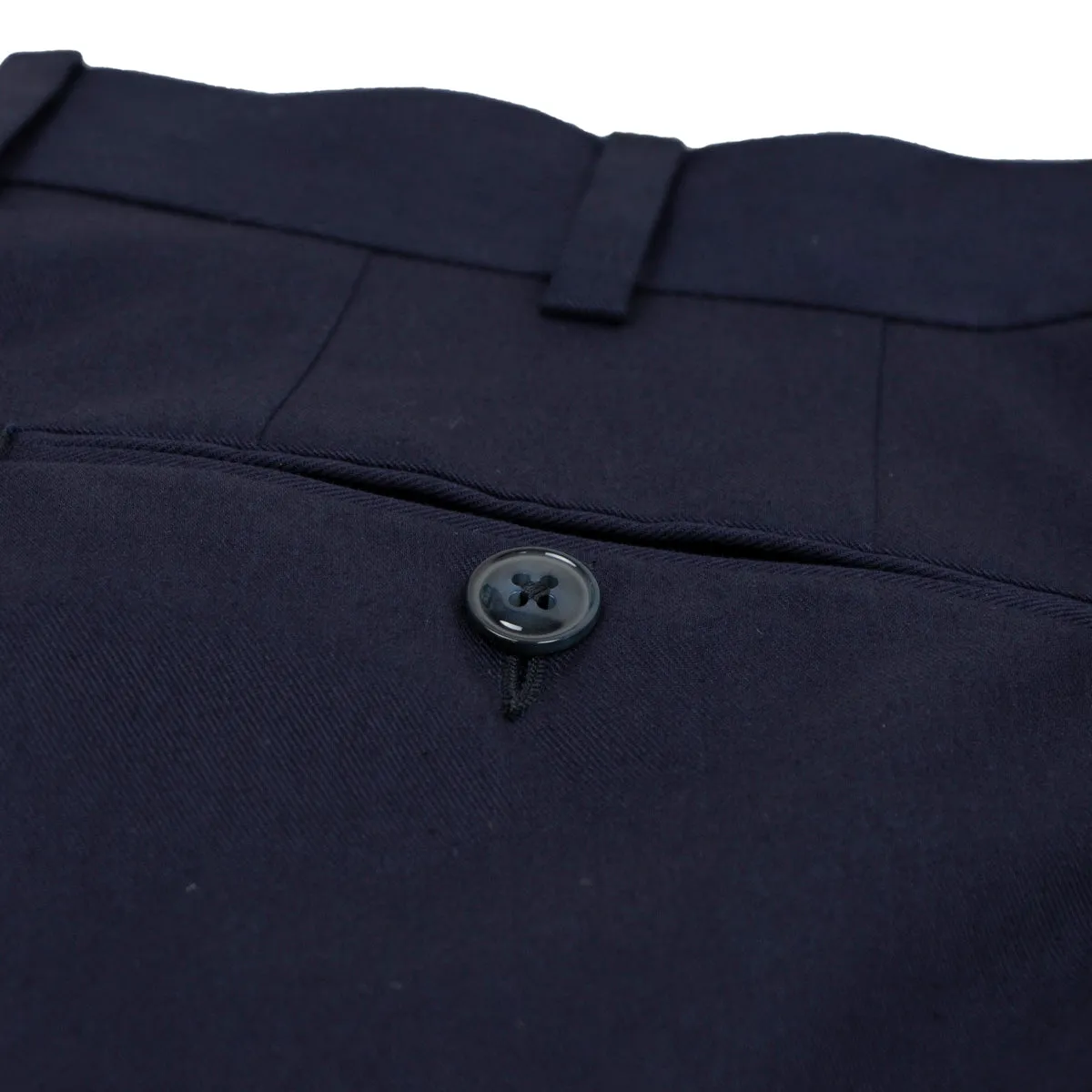 Navy Pure Cotton Loro Piana Slim Trousers