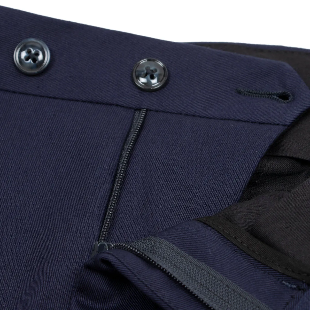 Navy Pure Cotton Loro Piana Slim Trousers