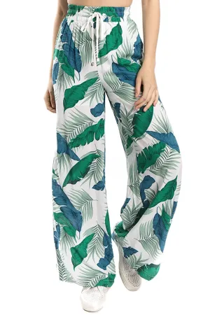 On Twelfth Women's Tropical Print Wide Bottom Pants