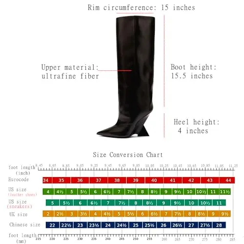 Pointed Toe Slope Heel Knee High Boots Shoes