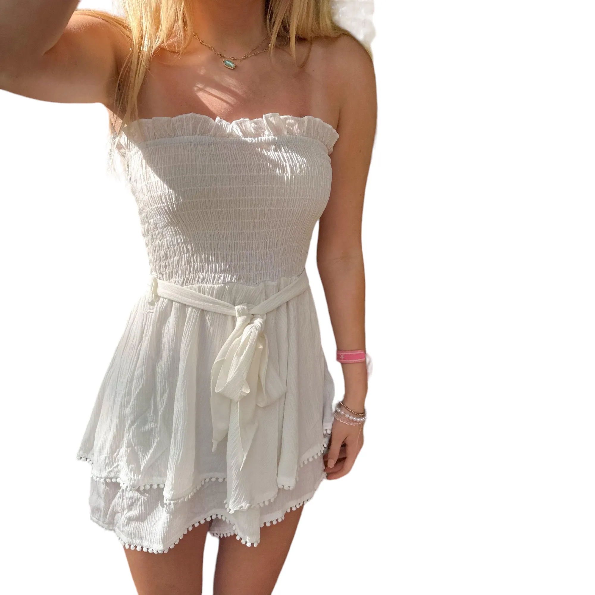 Pom Pom Paradise Strapless Romper