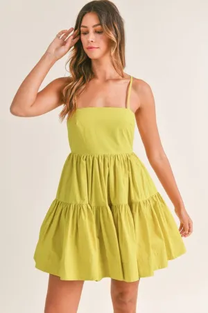 Poplin Open Back Tiered Mini Dress