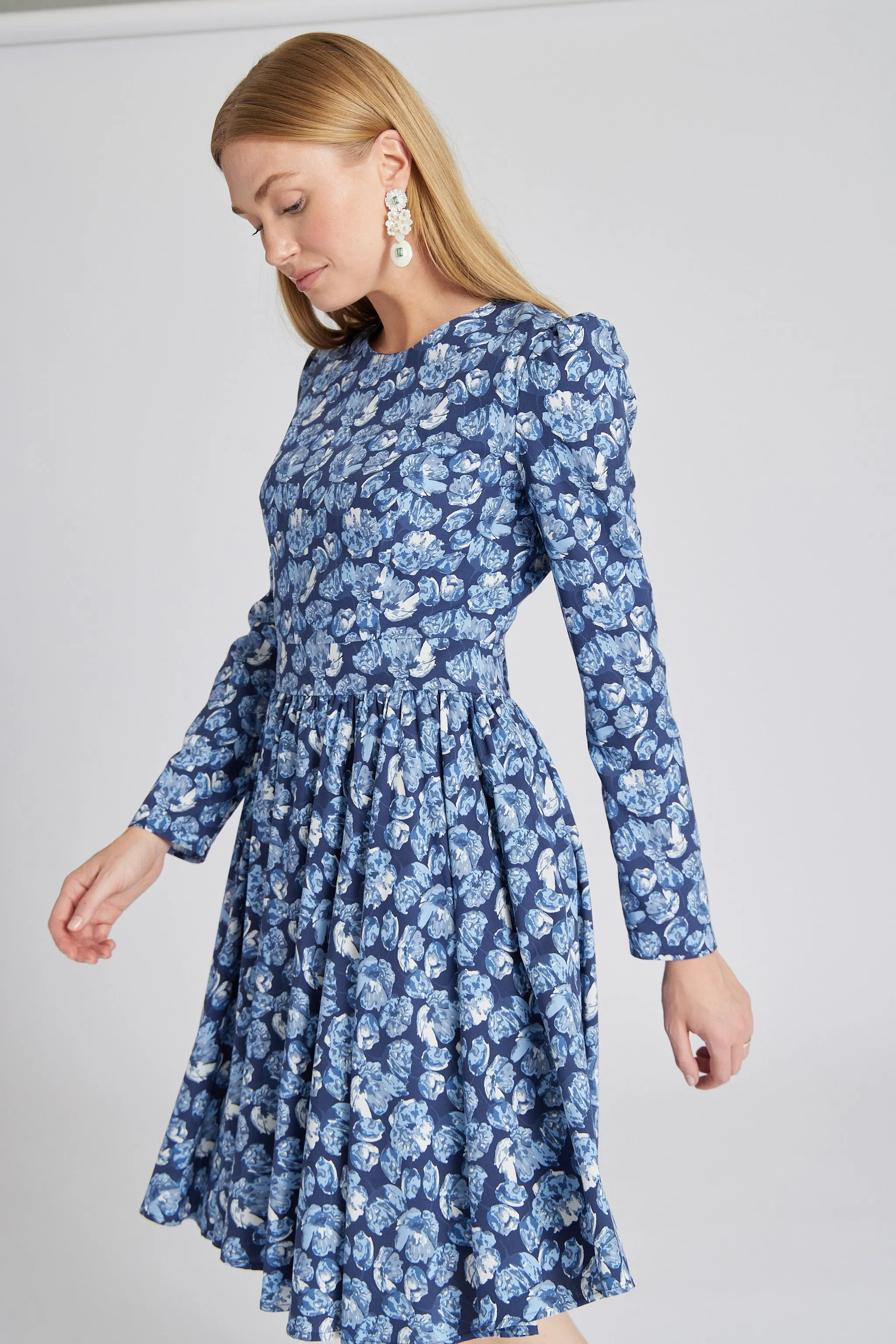 Selene Dress in Blue Floral