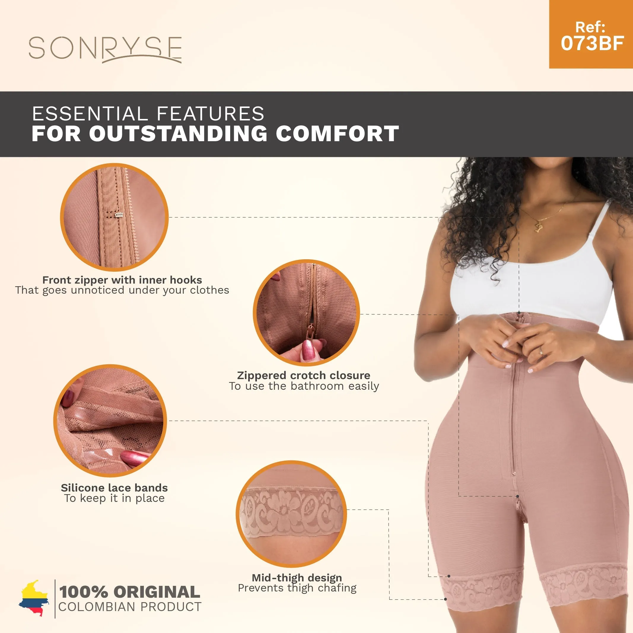 SONRYSE 073ZF Butt Lifting Garment Colombianas High Waisted Shapewear