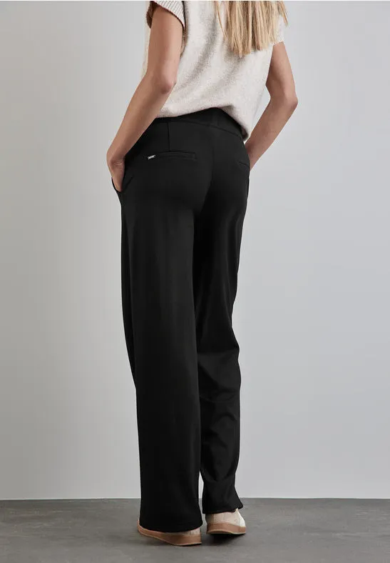 Street One Straight leg High waist black comfort trouser. 30" leg  378076