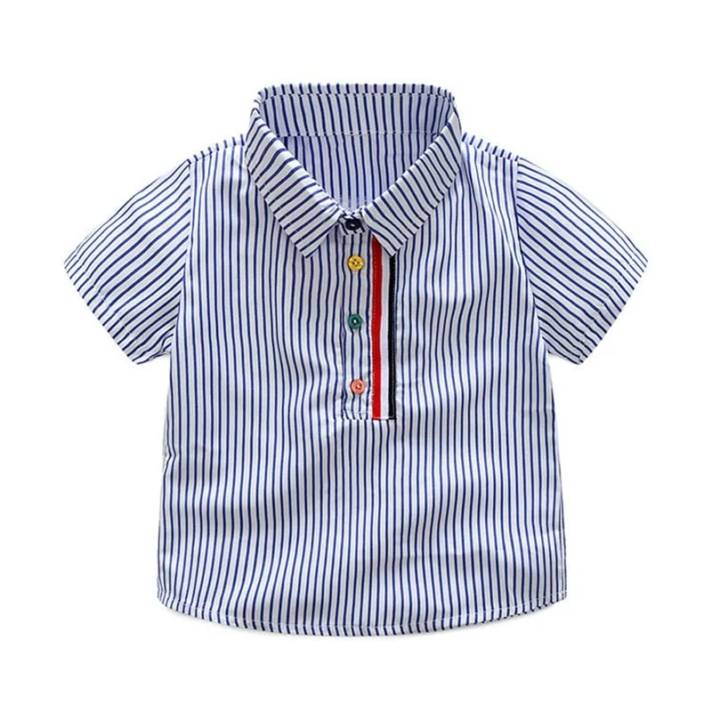 Stylish Lovely Boys' Short Sleeve Stripe Shirt & Shorts Set