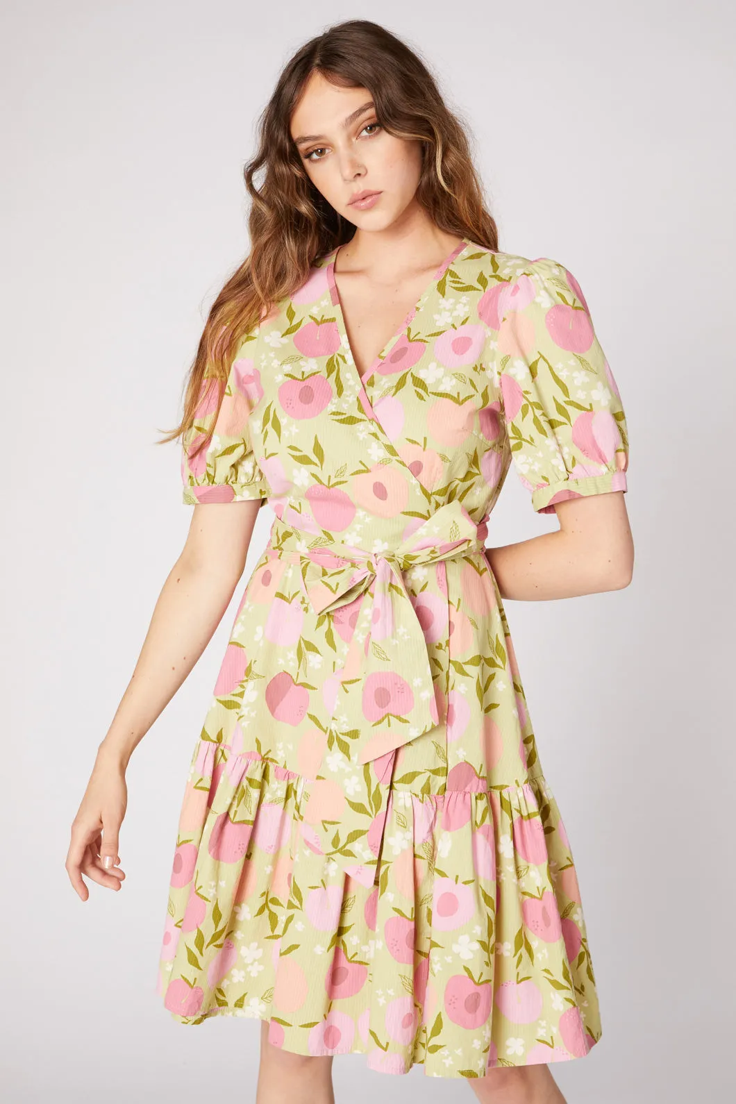 Summer Peach Wrap Dress