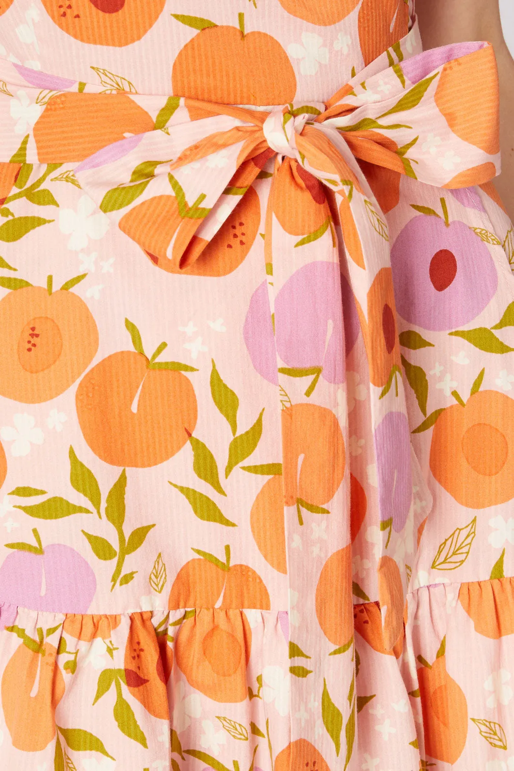 Summer Peach Wrap Dress