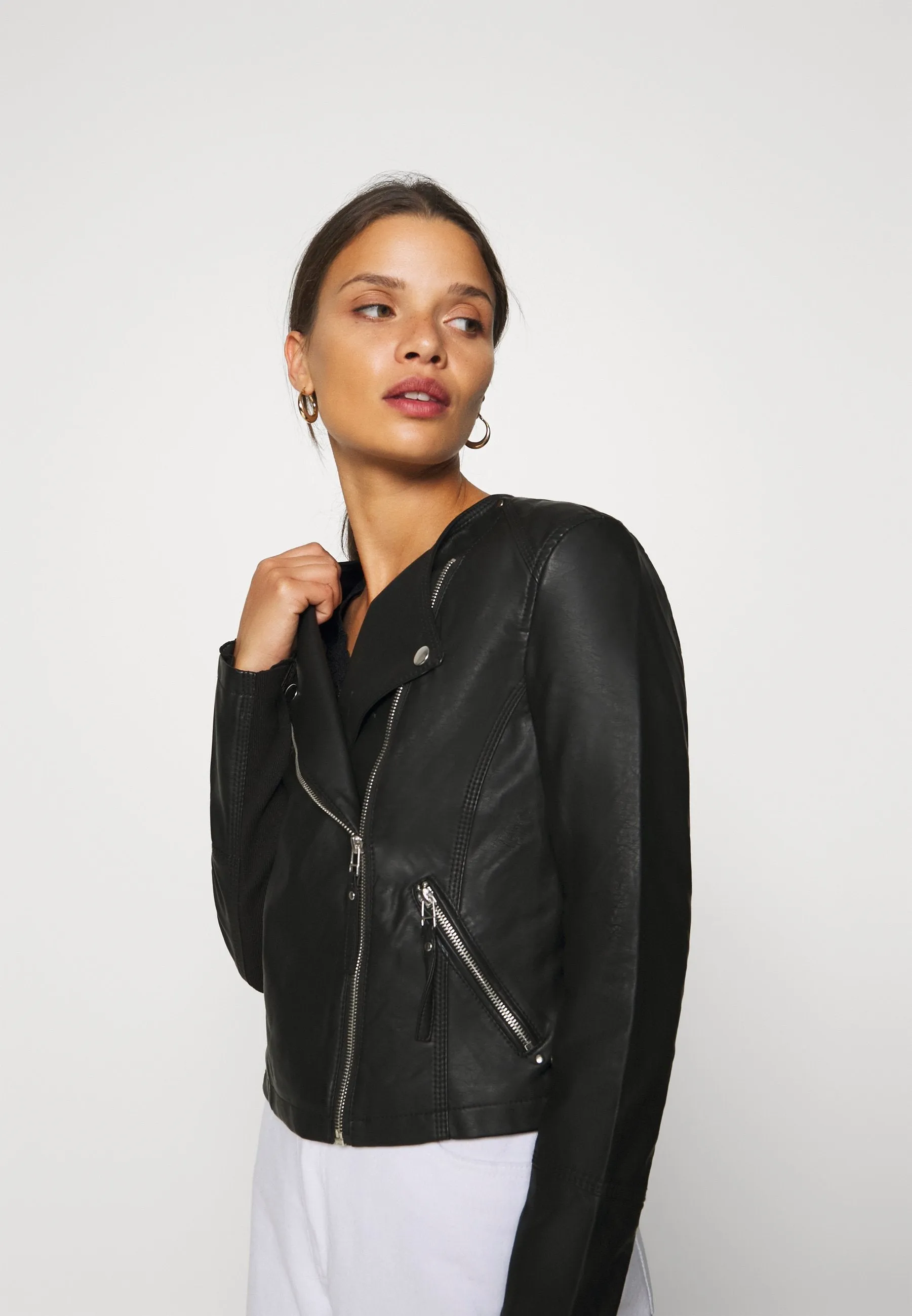 Trendy Women’s Black Sheepskin Leather Biker Jacket