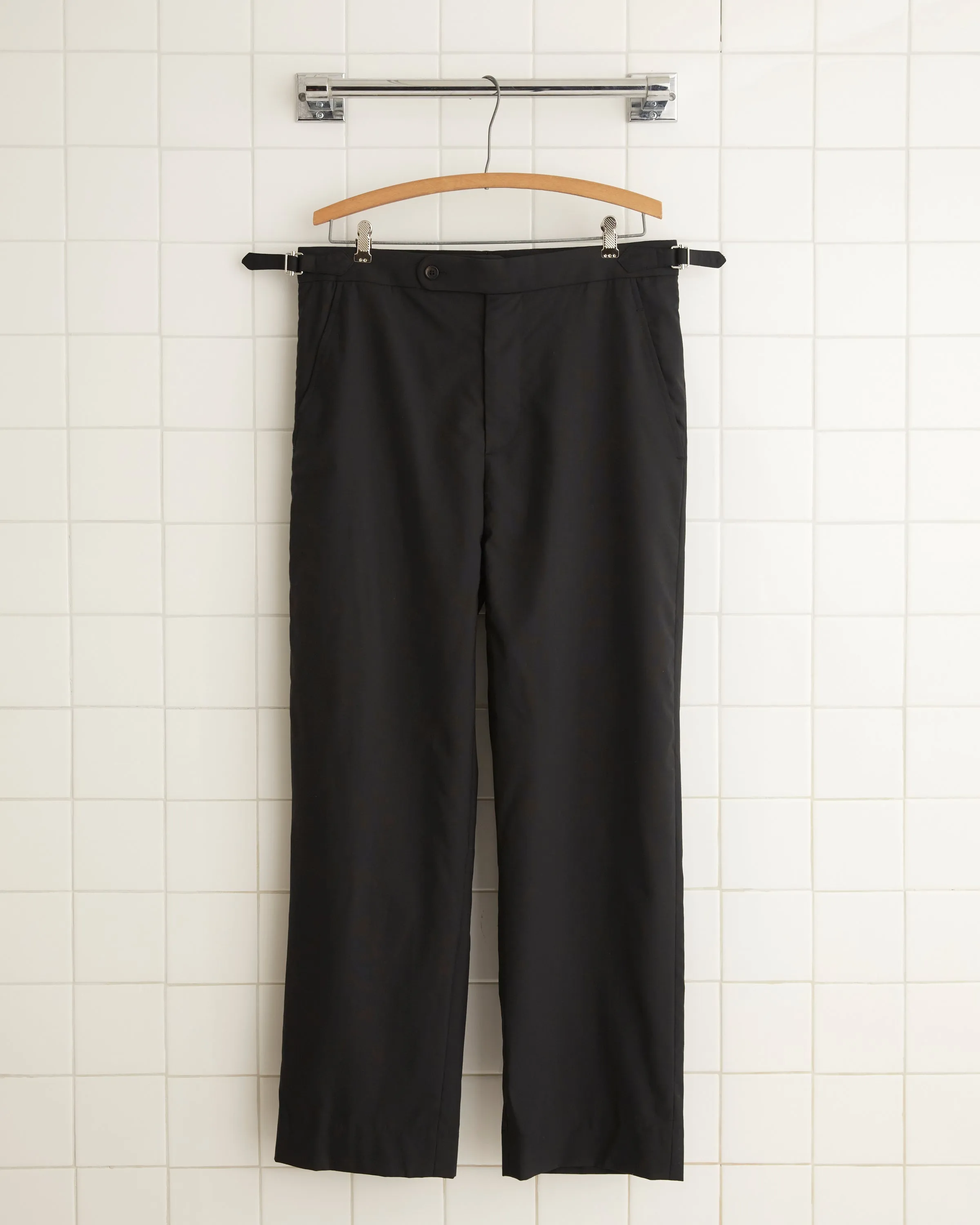 Tropical Wool Side-Buckle Trousers - Black